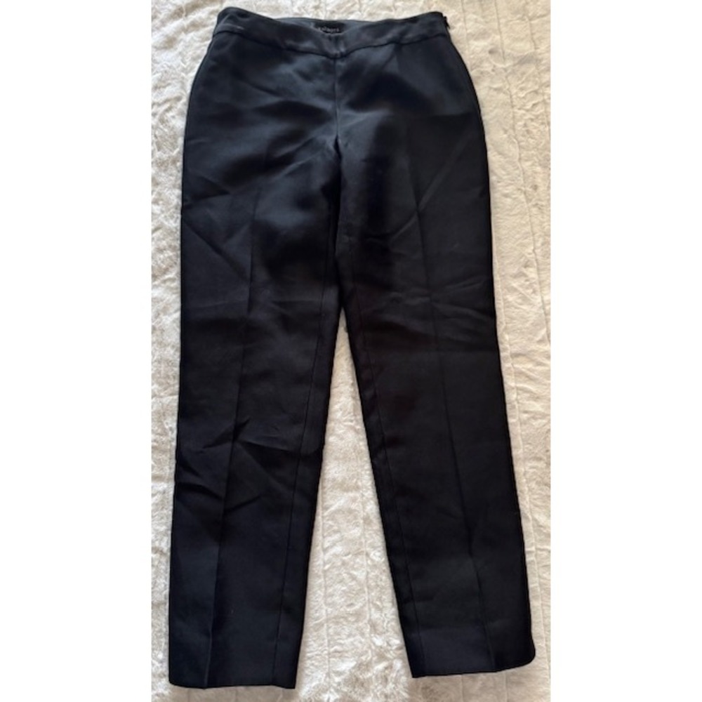 Talbots Womens Black Silk Blend Straight Leg Dress Pants Side Zip Trousers Sz 2